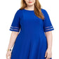 Jessica Howard Women's Plus Illusion-Detail Fit & Flare Dress Blue Size 18W