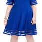 Jessica Howard Women's Plus Illusion-Detail Fit & Flare Dress Blue Size 18W