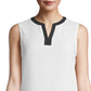 Anne Klein Women's Split Neck Sleeveless Top White Size Small