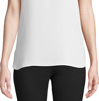 Anne Klein Women's Split Neck Sleeveless Top White Size Small