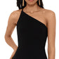 XSCAPE Women's Sleeveless Asymmetrical Neckline Below the Knee Body Con Cocktail Dress Black Size 8