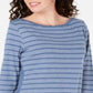 Karen Scott Women's Cotton Striped Vented Hem Top Blue Size X-Small