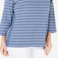 Karen Scott Women's Cotton Striped Vented Hem Top Blue Size X-Small