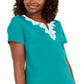 Karen Scott Women's Crochet Trim Split Neck Top Blue Size Medium
