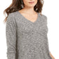 Style & Co Women's Marled Knit V Neck Top Gray Size X-Small