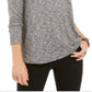 Style & Co Women's Marled Knit V Neck Top Gray Size X-Small