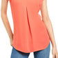 INC International Concepts Women's Plus Mixed Media V Neck Blouse Orange Size 0X