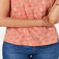Style & Co Women's Cotton Printed V Neck T-Shirt Orange Size Petite