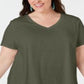 Style & Co Women's Plus Crochet Trim Asymmetric T-Shirt Green Size 2X