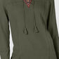 Style & Co Women's Lace Up Thermal Green Size Large