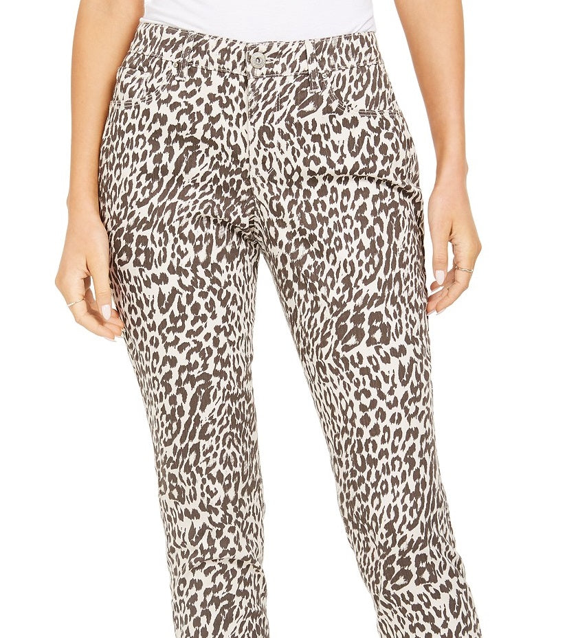 Style & Co Women's Curvy Printed Skinny Jeans Brown Size 12
