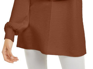 Alfani Ribbed Tunic Sweater Brown Size L