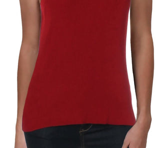 Anne Klein Women's Sleeveless Ribbed Turtleneck Sweater Red Size Large