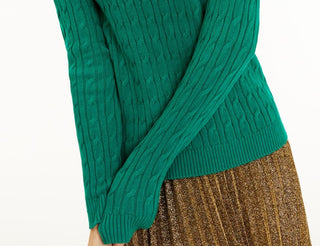 Charter Club Women's Cable Knit Turtleneck Sweater Green Size -Petite L