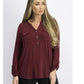 Style & Co Women's Split-Neck Roll-Tab-Sleeve Top  Cherry Pie  Size 2XL