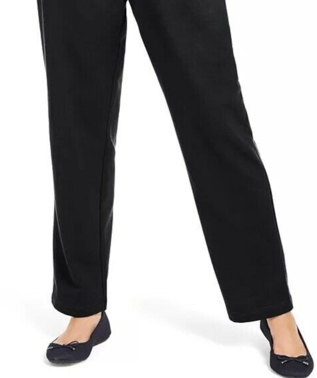 Karen Scott Women's Sport French Terry Ribbon Trim Pants Black Size Large