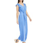 Charter Club Women's Flutter-Sleeve Cropped Jumpsuit  Blue Size 12