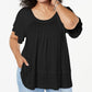 Style & Co Plus Flutter-Sleeve Swing-Hem Top Freshwater Black Size XS