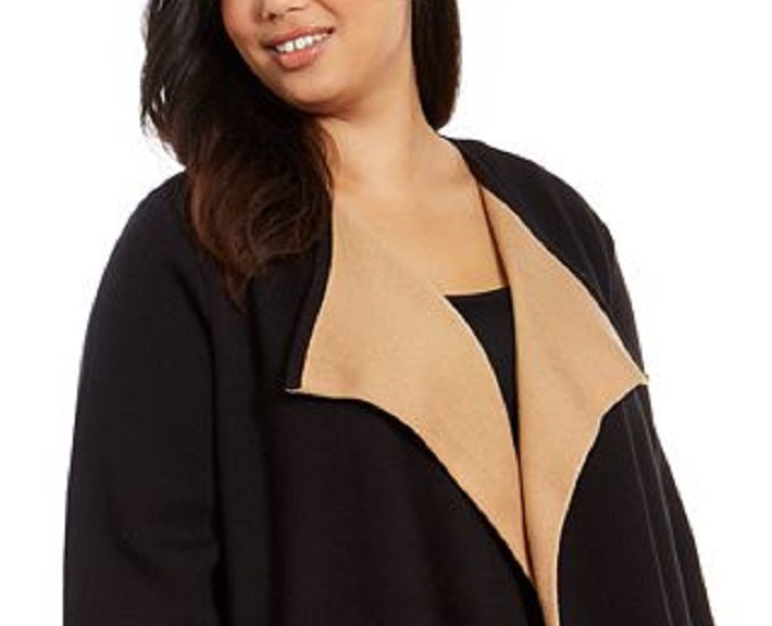 Alfani Plus Drape-Front Cardigan Syrup Black Size 2XL