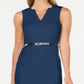 Calvin Klein Women's V Neck Belted Dress Blue Size 2 Petite