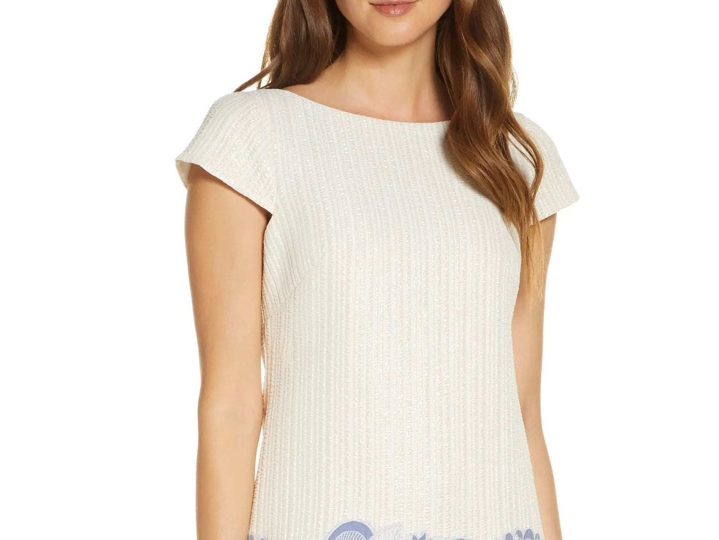 Vince Camuto Women's Cap Sleeve Jacquard Shift Dress Blue Size 6