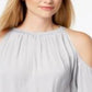 Alfani Women's Smocked Cold Shoulder Top Gray Size Petite S/M