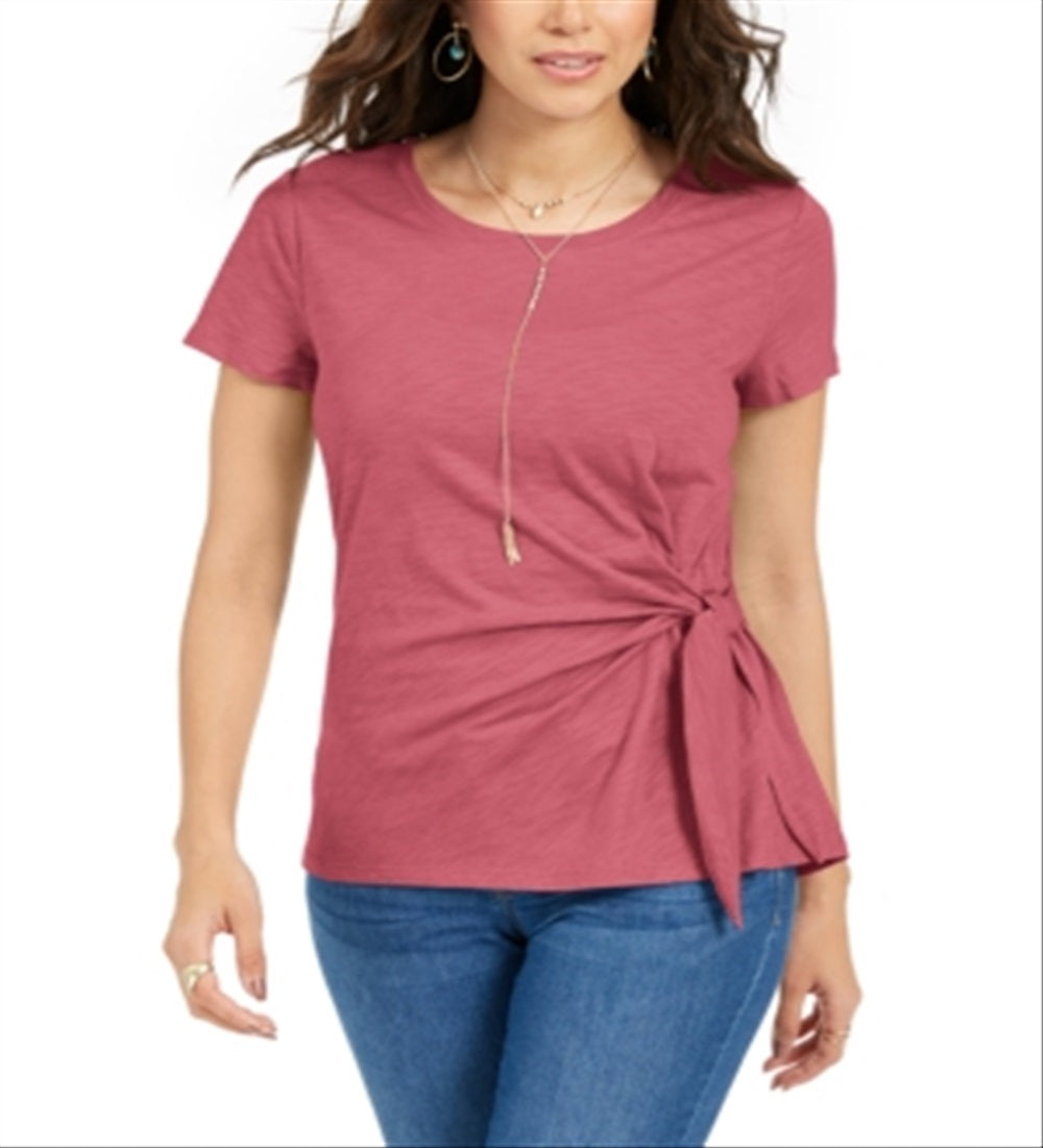 Style & Co Women's Side Tie Top Pink Size XX-Large