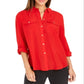 Charter Club Women's Two Pocket Shirt Red Size Small