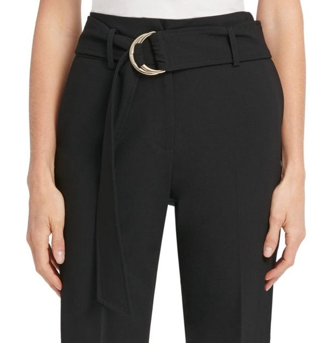 DKNY Women's High Waist Belted Stretch Dress Pants Black Size 16