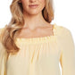 CeCe Women's Ruched Neck Tie Sleeve Top Yellow Size Small
