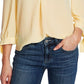 CeCe Women's Ruched Neck Tie Sleeve Top Yellow Size Small