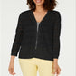 Charter Club Women's Pointelle Striped Cardigan Black Size Large