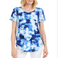 JM Collection Women's Printed Scoop Neck T-Shirt Blue Size Medium