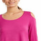 JM Collection Women's Women's Cold Shoulder Top Pink Size Petite Small