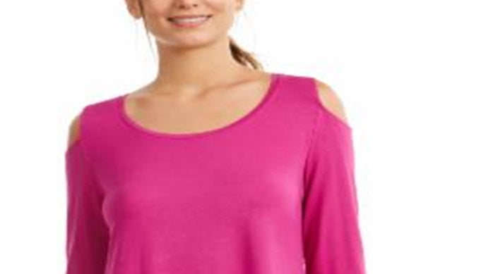 JM Collection Women's Women's Cold Shoulder Top Pink Size Petite Small