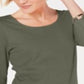 Karen Scott Women's Cotton Scoop Neck Top Green Size Petite Small
