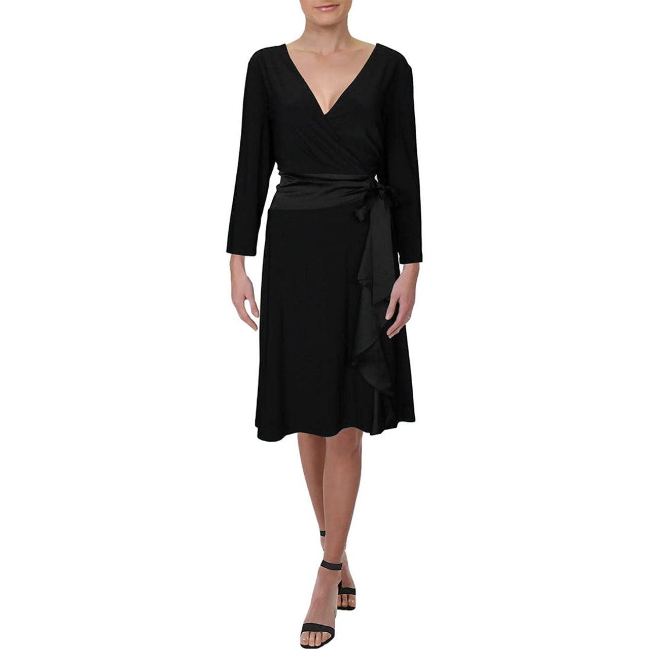 Lauren Ralph Lauren Women's  Tie Front Cocktail Dress Black Size 4