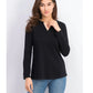 Charter Club Women's Supima  Split-Neck Top  Black Size Small