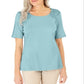 Karen Scott Women's Cotton Crochet Front Top Blue Size Large
