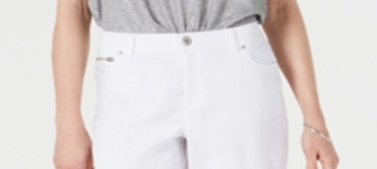 INC International Concepts Women's Denim Bermuda Shorts White Size 0