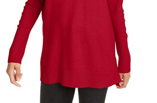 French Connection Women's Cowl Neck Ribbed Trim Tunic Sweater Green -Size Small