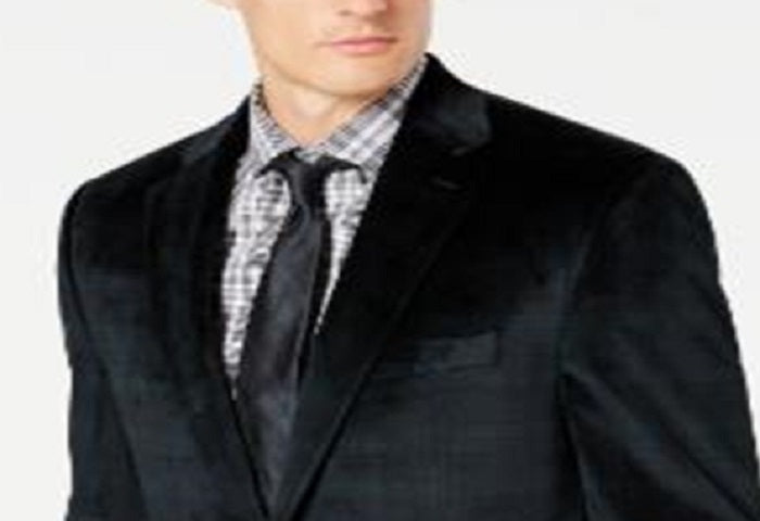 Ralph Lauren Men's Classic Fit UltraFlex Stretch Plaid Velvet Sport Coat Black Size 42