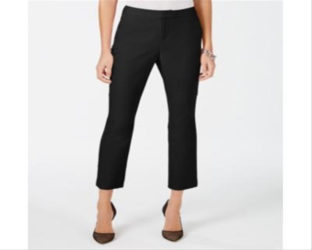 INC International Concepts Women's Slim Leg Mid Rise Ankle Pants Black Size 16