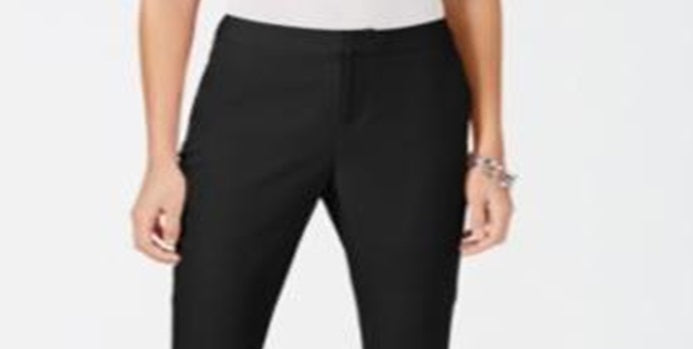 INC International Concepts Women's Slim Leg Mid Rise Ankle Pants Black Size 16