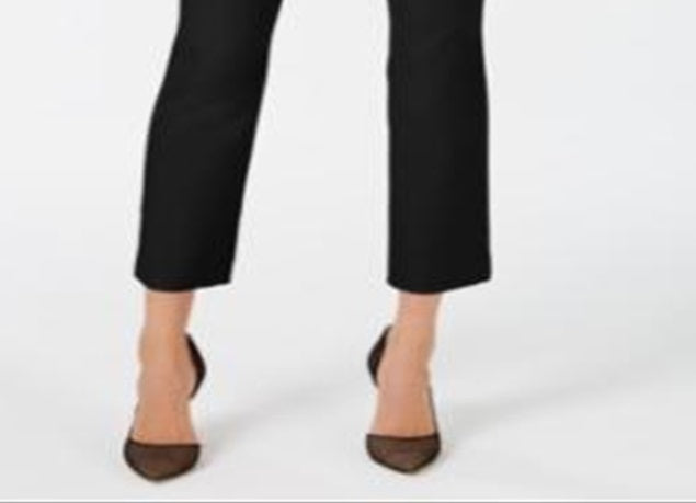 INC International Concepts Women's Slim Leg Mid Rise Ankle Pants Black Size 16