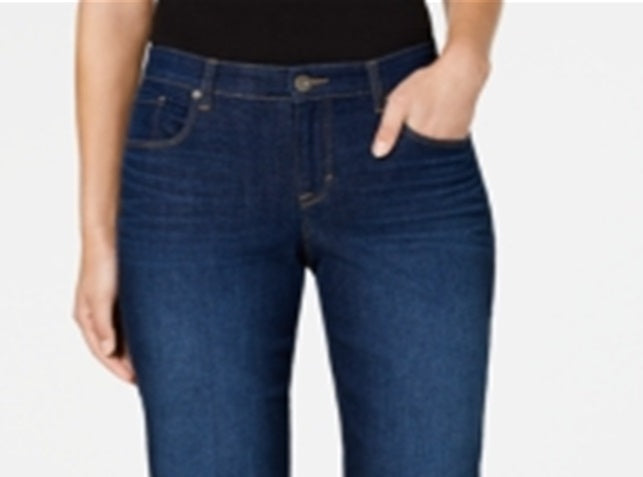 Style & Co Women's Curvy Fit Cuffed Boyfriend Jeans Blue Size 18