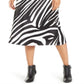 Alfani Women's Zebra Print a Line MIDI Skirt Black Size 12
