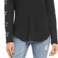 Karen Kane Women's Metallic Star Print Hoodie Black Size Medium