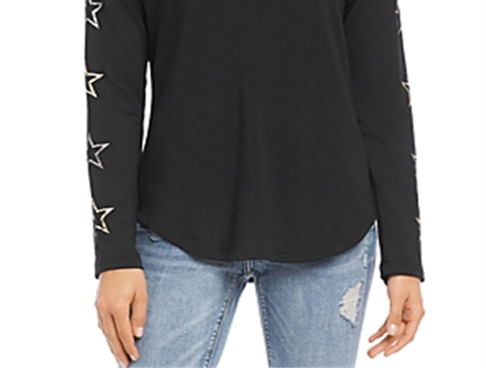 Karen Kane Women's Metallic Star Print Hoodie Black Size Medium