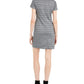 Maison Jules Women's  Rhinestone Zippered Metallic Short Sleeve Collared Short Evening Sheath Dress Black Size Small